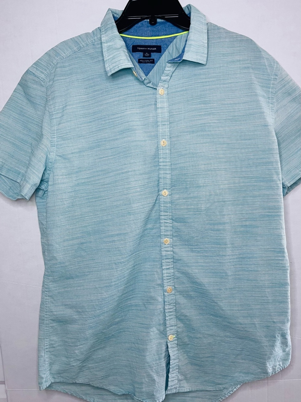 Tommy Hilfiger Seafoam Blue Short-Sleeve Button-Down Shirt